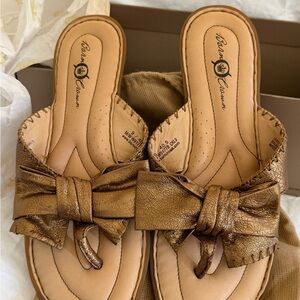 Born Crown Metallic Bow Loafers - Gold Bronze